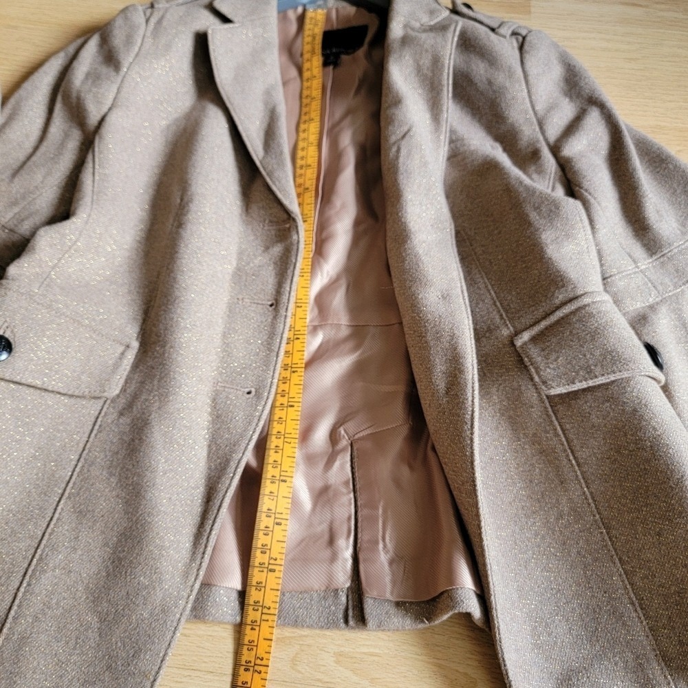 Banana Republic Women's Size 2 Wool Blend Blazer Sparkle Metallic Gold Flecks - Picture 9 of 10